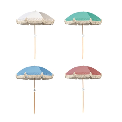 Aluminum Frame UV Sun Protect Outdoor Parasol Garden Umbrella with Custom Logo and Fringe