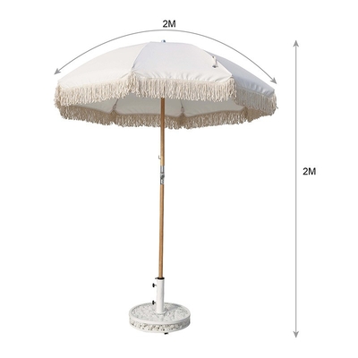 Aluminum Frame UV Sun Protect Outdoor Parasol Garden Umbrella with Custom Logo and Fringe