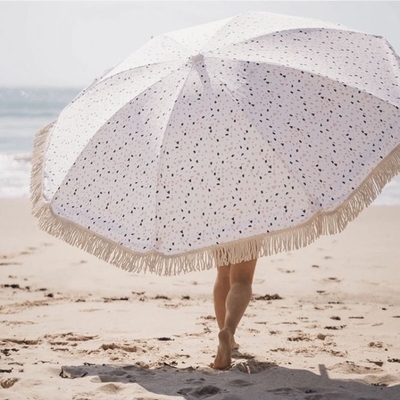 Aluminum Frame UV Sun Protect Outdoor Parasol Garden Umbrella with Custom Logo and Fringe