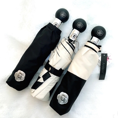 Stay Protected in Style Camellia UV Protection Three-Folding Umbrella for Korean Women