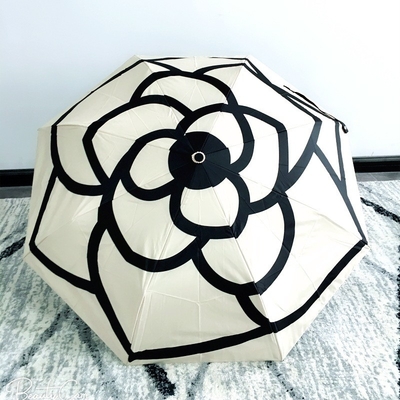 Stay Protected in Style Camellia UV Protection Three-Folding Umbrella for Korean Women