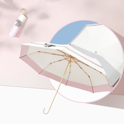 Customized Curved Handle Sunshade Umbrella UV Protection Compact and Portable for Women