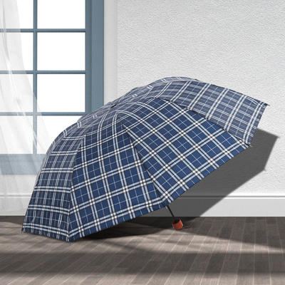 Travel-Ready 65cm Three-Fold Plaid Couple Umbrella Set Advertising with Logo Printing