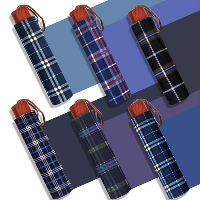Travel-Ready 65cm Three-Fold Plaid Couple Umbrella Set Advertising with Logo Printing