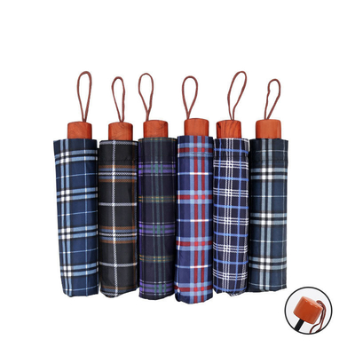 Travel-Ready 65cm Three-Fold Plaid Couple Umbrella Set Advertising with Logo Printing