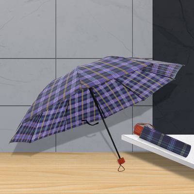 Travel-Ready 65cm Three-Fold Plaid Couple Umbrella Set Advertising with Logo Printing