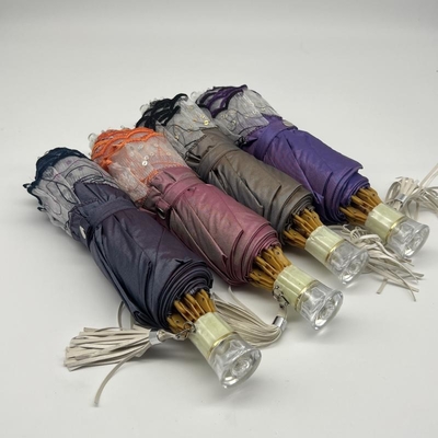 Sequin Embroidered Rose Adult Umbrella with Windproof Function and Lightweight Design