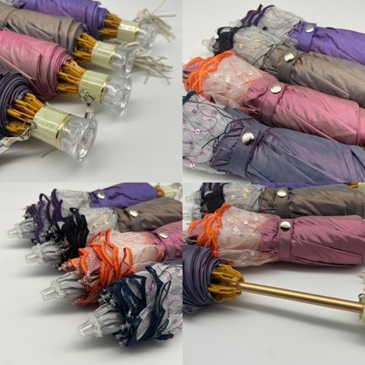 Sequin Embroidered Rose Adult Umbrella with Windproof Function and Lightweight Design