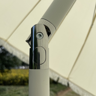 White Power Coated Steel Frame Large Outdoor Beach Umbrella with Tassels and Sunshade