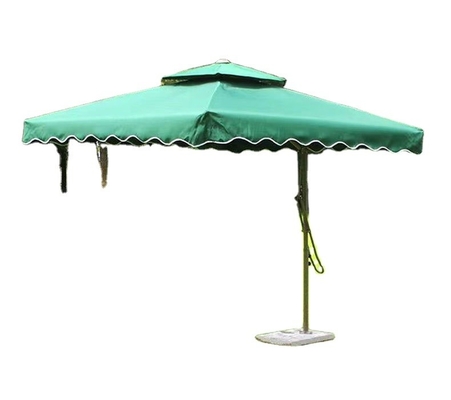 All in 1 Function White Power Coated Steel Frame Sunshade Umbrella with Tassels