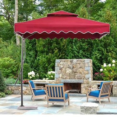 All in 1 Function White Power Coated Steel Frame Sunshade Umbrella with Tassels