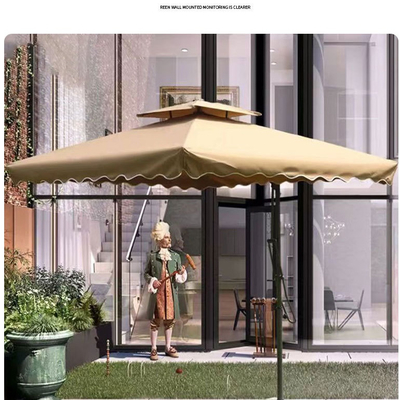 All in 1 Function White Power Coated Steel Frame Sunshade Umbrella with Tassels