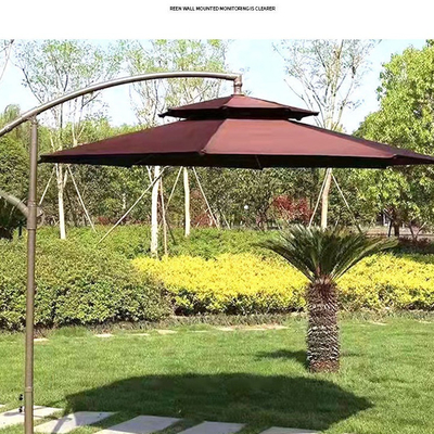 All in 1 Function White Power Coated Steel Frame Sunshade Umbrella with Tassels