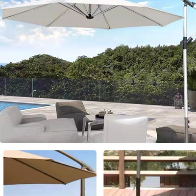 All in 1 Function White Power Coated Steel Frame Sunshade Umbrella with Tassels