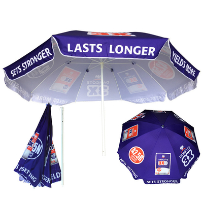 2.4 Meters Open Diameter Customized Logo Pongee Beach Umbrella for Outdoor Advertising