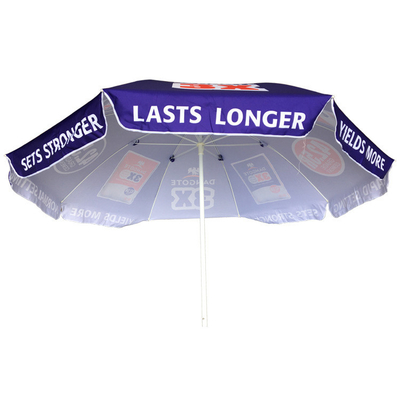 2.4 Meters Open Diameter Customized Logo Pongee Beach Umbrella for Outdoor Advertising