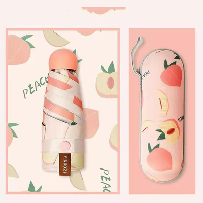 Customized 5 Folding Mini Pocket Umbrella Sunblock UV Sunshade Capsule Fruit Sun Umbrella