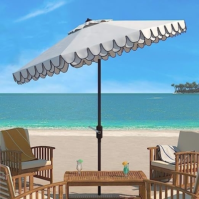 Minimalist Design Beach Umbrella 9 inch Black and White Auto Tilt for Outdoor Collection