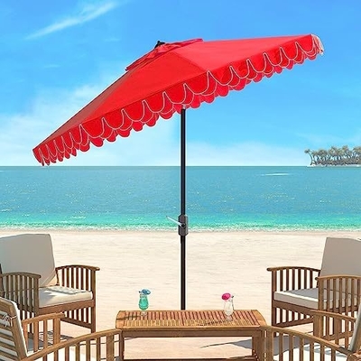 Minimalist Design Beach Umbrella 9 inch Black and White Auto Tilt for Outdoor Collection