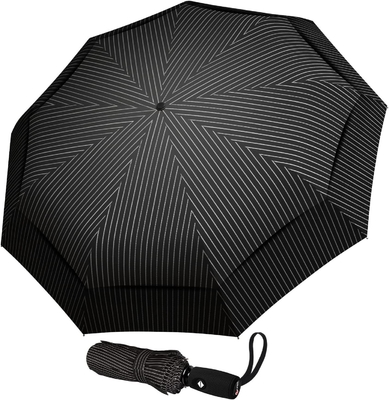 End Advertising Three Fold Umbrella with Golden Metal Ribs and Automatic Folding