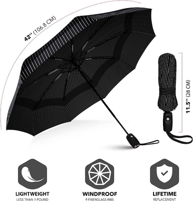 End Advertising Three Fold Umbrella with Golden Metal Ribs and Automatic Folding