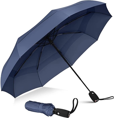 End Advertising Three Fold Umbrella with Golden Metal Ribs and Automatic Folding