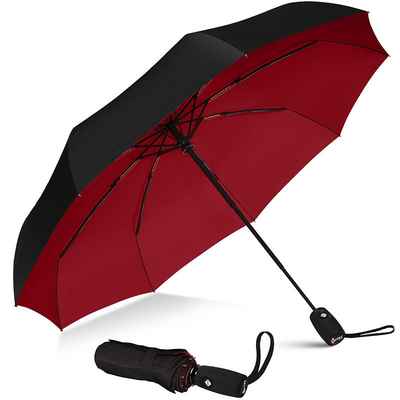 End Advertising Three Fold Umbrella with Golden Metal Ribs and Automatic Folding
