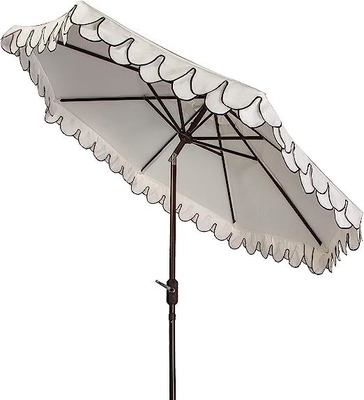 Plastic Tips Iris Fashion Line Auto Tilt Black and White 9 inch Small Beach Umbrella