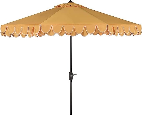 Umbrella Black and White 9 inch Outdoor Collection Line Auto Tilt Garden Sun Umbrella