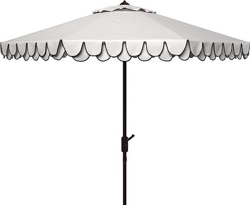 Umbrella Black and White 9 inch Outdoor Collection Line Auto Tilt Garden Sun Umbrella