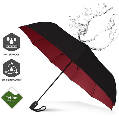 Golden Coated Alloy Shaft Grade Automatic Advertising Gifts Three Folding Umbrellas
