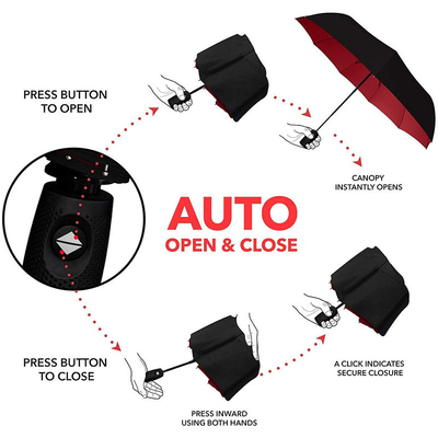 Golden Coated Alloy Shaft Grade Automatic Advertising Gifts Three Folding Umbrellas