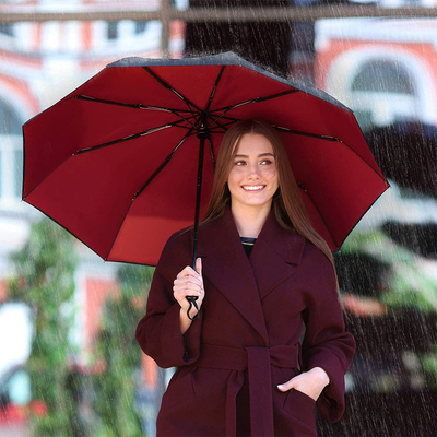 Golden Coated Alloy Shaft Grade Automatic Advertising Gifts Three Folding Umbrellas