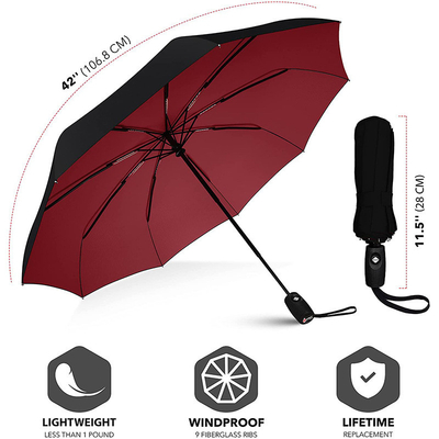 Golden Coated Alloy Shaft Grade Automatic Advertising Gifts Three Folding Umbrellas