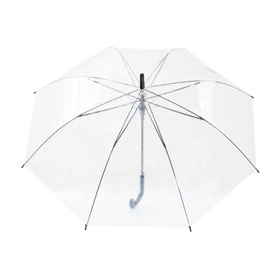 Party Occasion Semi-automatic Plastic J Handle Umbrella with Transparent Clear Canopy