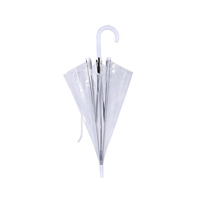Party Occasion Semi-automatic Plastic J Handle Umbrella with Transparent Clear Canopy