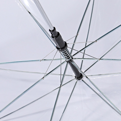 Party Occasion Semi-automatic Plastic J Handle Umbrella with Transparent Clear Canopy