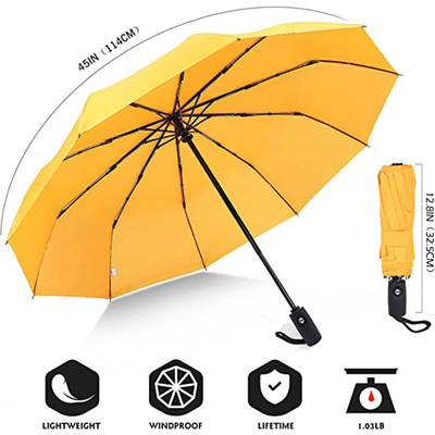 Customized Logo Three Section Folding Umbrella Rain and Sun Dual- Steel Shaft Design
