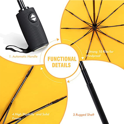 Customized Logo Three Section Folding Umbrella Rain and Sun Dual- Steel Shaft Design