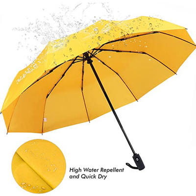 Customized Logo Three Section Folding Umbrella Rain and Sun Dual- Steel Shaft Design