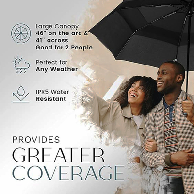 Custom Logo Double Folding Umbrella One Click Open Travel Umbrella for Advertising Gift