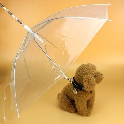 Custom Foldable Waterproof White Transparent Pet Plastic Umbrella with Aluminum Handle