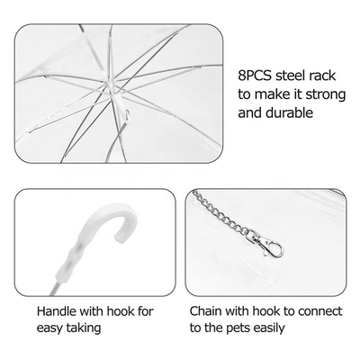 Custom Foldable Waterproof White Transparent Pet Plastic Umbrella with Aluminum Handle