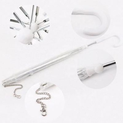 Custom Foldable Waterproof White Transparent Pet Plastic Umbrella with Aluminum Handle