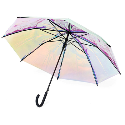 POE Holographic Magic Laser Auto Umbrella American Style Design with Black Metal Frame