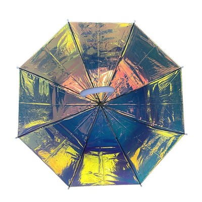 POE Holographic Magic Laser Auto Umbrella American Style Design with Black Metal Frame