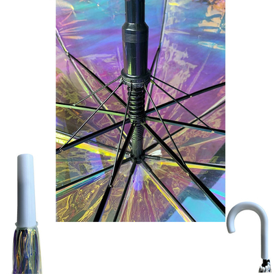 POE Holographic Magic Laser Auto Umbrella American Style Design with Black Metal Frame