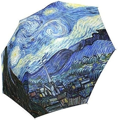 3 Fold Manual Open Pongee Panel Umbrella Oil Painting Museum Gift Umbrella Manual Close