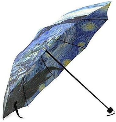 3 Fold Manual Open Pongee Panel Umbrella Oil Painting Museum Gift Umbrella Manual Close