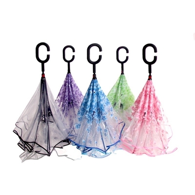 23inch 8K Promotion Eco friendly Straight POE Sakura Transparent Reverse Plastic Umbrella